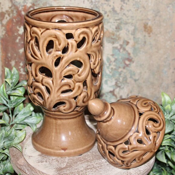 Accents | New Ornate 15 French Country Farmhouse Pedestal Filigree Urn ...